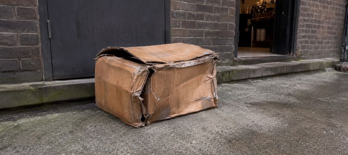 Damaged cardboard delivery box